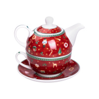 Заварник для чаю Christmas з чашкою та блюдцем