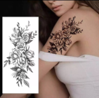 Временное тату водостойкое 3D большое Цветы BK-022 18х9 см