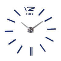 3D настенные часы, бескаркасные часы, часы наклейка 90-120см Синий