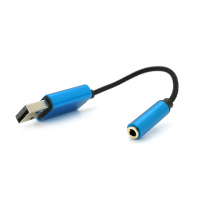 Переходник для наушников KIN KY-210 USB2.0(M)-Jack3.5(F), Blue, Box