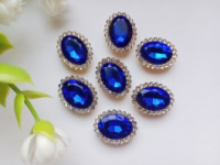 Стразовый декор. Размер 18×14 мм. Цвет синий. Цена указана за 1 шт