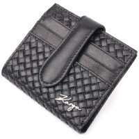Плетеный женский бумажник из натуральной кожи KARYA 20954 Черный