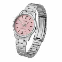 Жіночий годинник Casio LTP-V005D-4B з рожевим циферблатом та сталевим браслетом