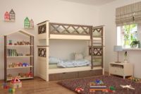 Двухъярусная детская кровать Mebigrand Мальта Айвори + Орех лесной 80х190 см с ящиками (DMBG-2305)