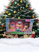 Будиночок «Сім'я свинок», підсвічування, пісенька англійською, 4 фігурки, двері відчиняються, ліжечко