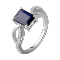 Срібне кільце SilverBreeze з натуральним сапфіром 1.964ct (2063049) 18 розмір