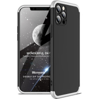 Пластикова накладка для iPhone 12 Pro Max GKK LikGus 360 градусів (opp) (Чорний / Срібний) - купити в SmartEra.ua