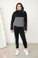 Повсякденний жіночий костюм із трикотажу «Flex» оптом | Батал | Розпродаж моделі Чорний, 50-52