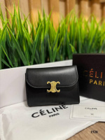 Чорний - на кнопці - стильний, жіночий гаманець у фірмовій коробці - 12х9 см (1520)