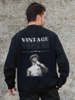 Утеплений оверсайз світшот на флісі з принтом Without Vintage Black