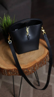 Saint Laurent Medium Le 37 Shiny Leather Bucket Bag Black