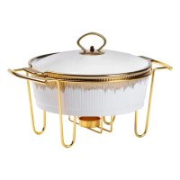 Мармит фарфоровый 1.5 литра настольный круглый мармитница с подогревом Белая HP1035