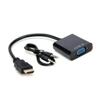 Конвертер HDMI (тато) на VGA (мама) 10cm, Black, 4K / 2K, Пакет + AUDIO Q250