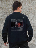 Утеплений оверсайз світшот на флісі з принтом Without Uchiha Black