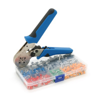 Кримпер HCS8 6-4A для обжима кабельного наконечника, Black-blue,  набор кабельных наконечников (VE0508,VE7508,VE1008,VE1508,VE2508,VE4009,VE6102)