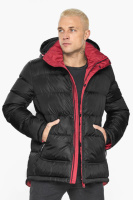 Куртка мужская Braggart зимняя с капюшоном - 51999 цвет чёрный-красный