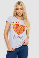 Футболка жіноча з принтом, колір сірий, 244R2204