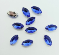 Страз (стекло)  в металлической оправе. Размер - 6×12 мм. Цвет - синий светлый