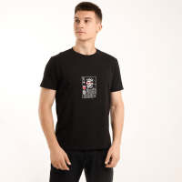 Футболка Pobedov Peremoga - найклейка біла Карта Короля Чорний