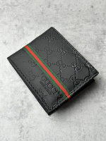 Гаманець шкіряний Gucci чорний (маленьке лого)