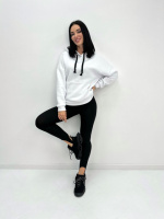 Жіночий теплий худі з капюшоном «Basic» Турція оптом | Батал |Розпродаж моделі Білий, 50-52