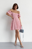 Літнє мініплаття з драпіруванням спереду — червоний колір, L (є розміри)