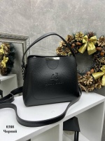 Чорна — стильна сумочка на три відділення — Lady Bags, два ремені в комплекті (0388)