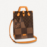 Сумка Louis Vuitton x Nigo Tote Damier Ebene Giant Mini Brown in Coated Canvas with Black-tone