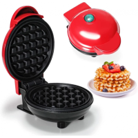 Электрическая мини вафельница Waffle Maker с антипригарным покрытием Красная