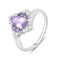 Серебряное кольцо CatalogSilver с натуральным аметистом, вес изделия 3,21 гр (2113485) 18 размер