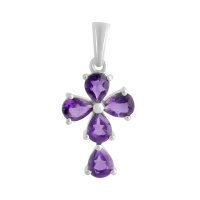 Серебряный крестик CatalogSilver с аметистом (2139126)