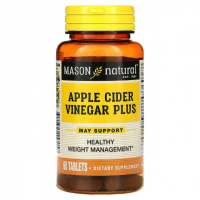 Яблочный уксус+, Apple Cider Vinegar Plus, Mason Natural, 60 таблеток