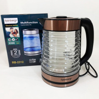 Электрочайник Rainberg RB-2312 стеклянный дисковый чайник 2.2л 2200Вт Brown