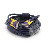 Кабель Merlion VGA 3+4 with shielding, 10m, male to male (папа-папа), 2 феррита,  purple, Пакет Q50