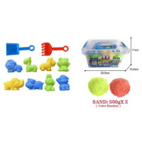 Кінетичний пісок 3386 B 9 (18/2) 1000 г, 8 форм, 2 кольори, інструменти, в боксі