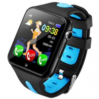 Детские умные смарт часы Baby Smart Watch V5k Original чёрно-голубые