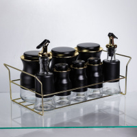 Набор для специй и жидких текстур на металлической подставке черный HP-1359