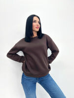Жіночий теплий батник «Wear» Турція оптом |Батал | Розпродаж моделі Шоколадний, 50-52