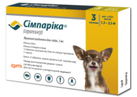 Сімпаріка жувальні таблетки для собак 5 мг(1,3 -2,5 кг) 3 таблетки