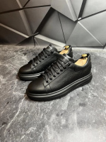 Кроссовки мужские кожаные Alexander McQUEEN Black! Брендовые мужские кроссовки! Натуральная КОЖА!