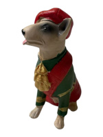 Статуетка бультер'єр у капелюсі висота 16 см, гіпс