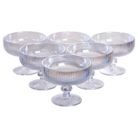 Набор креманок на ножке 6 шт 400 (мл) стеклянные креманки для мороженого, фруктов, десертов Серый HP-19-7117RB