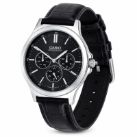 Чоловічий годинник Casio MTP-V300L-1A Classic з багатофункціональним циферблатом та шкіряним ремінцем