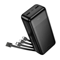 Power Bank HOCO J163B 30000mAh, 22.5W, 4 кабеля, Black, 0.660kg