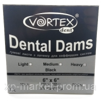 Хустки для коффердаму Дентал Дамс (Dental Dams) 36шт/уп, Heavy (0,22мм) (чорні) Vortex No171