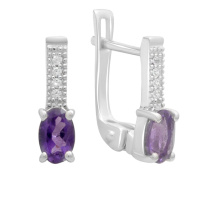 Серебряные серьги CatalogSilver с натуральным аметистом 0.838ct (2179313)