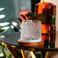 Склянка-дзига для віскі 300 мл з бамбуковою підставкою, ice flower