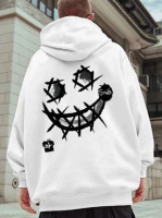 Біле чоловіче стильне оверсайз худі з трендовим дизайном