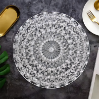 Сервировочная салфетка круглая под горячее, коврик сервировочный серебристый набор 2 шт