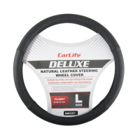 Чохол на кермо Carlife 39-41 см шкіряний Delux, чорний SW337L